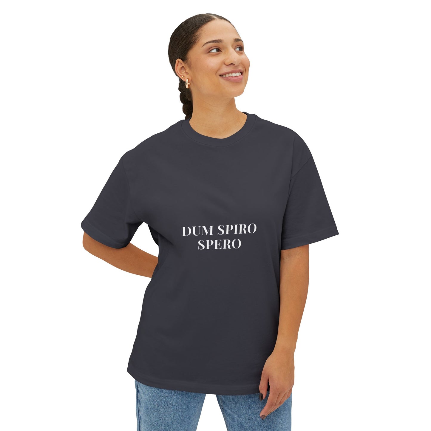 Inspirational Oversized Tee - 'Dum Spiro Spero' Graphic Shirt for Adventurers